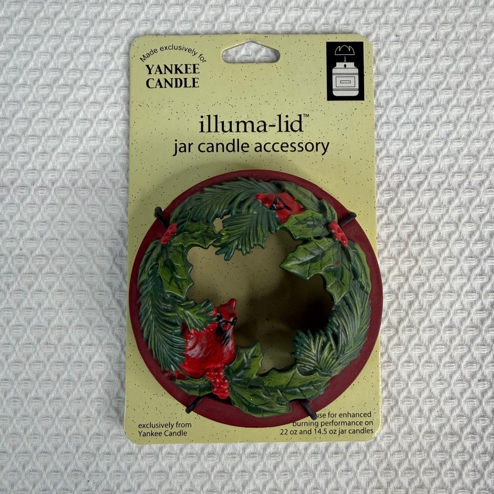 Yankee Candle Illuma-Lid Winter Cardinal Pine Wreath Jar Topper 1123135 NEW